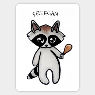 Freegan Raccoon on White Sticker